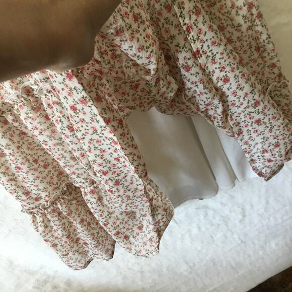 Trixxi Tan Floral-Print Chiffon Tiered Fit & Flare Dress - Picture 6 of 12